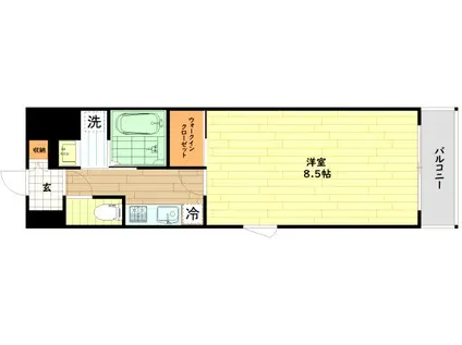 PARK HILLS都島縁(1K/6階)の間取り写真