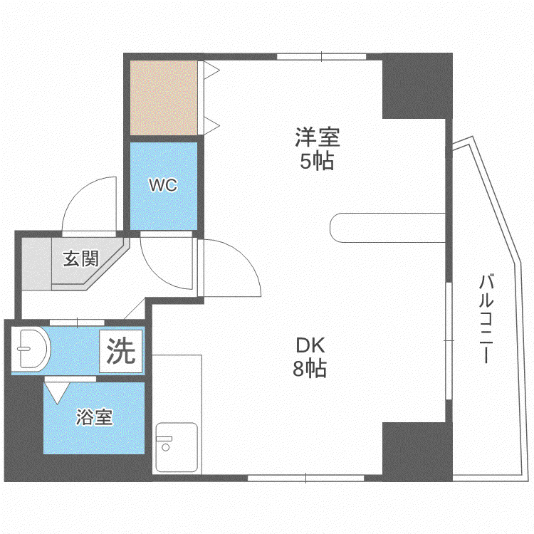 リライエンス円山(1DK/4階)の間取り写真