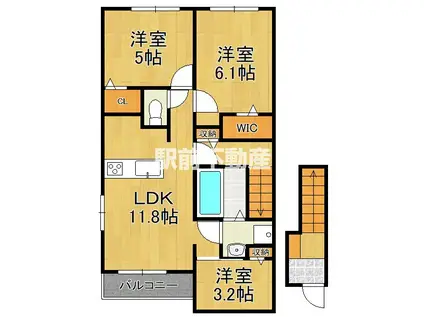 東与賀町下古賀アパート1(3LDK/2階)の間取り写真