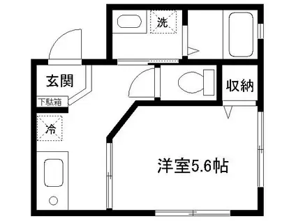 サンエスペランス(1K/B1階)の間取り写真