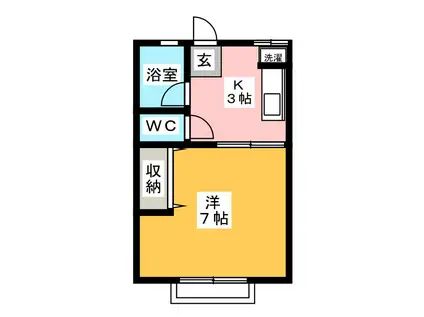 松原ハイツ(1K/1階)の間取り写真