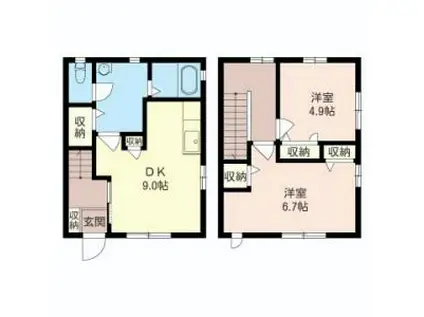 メゾン・ド・プリンA棟(2DK/1階)の間取り写真