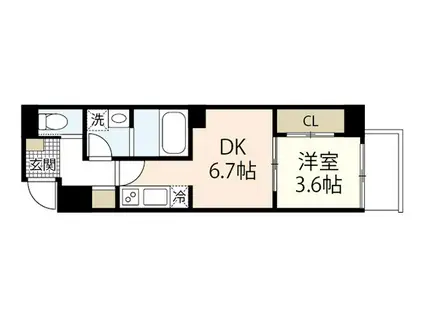 GRACE DOBASHI(1DK/6階)の間取り写真