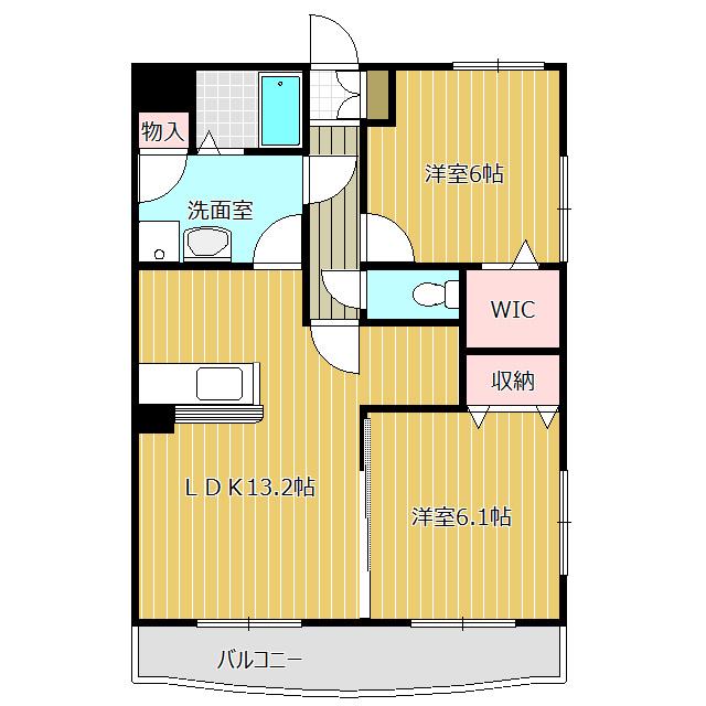 エスペランス大岩本町(2LDK/2階)の間取り写真