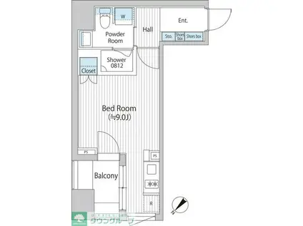 バウスフラッツ日本橋浜町(ワンルーム/4階)の間取り写真