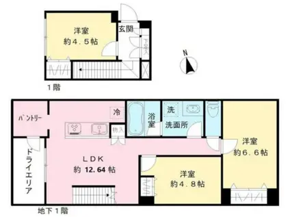 COEUR BLANC八幡山(3LDK/B1階)の間取り写真