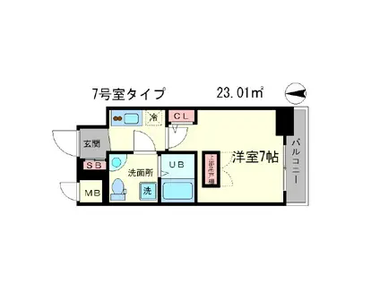 アドバンス心斎橋ラシュレ(1K/3階)の間取り写真