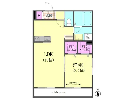 リーベン ハイム(1LDK/3階)の間取り写真