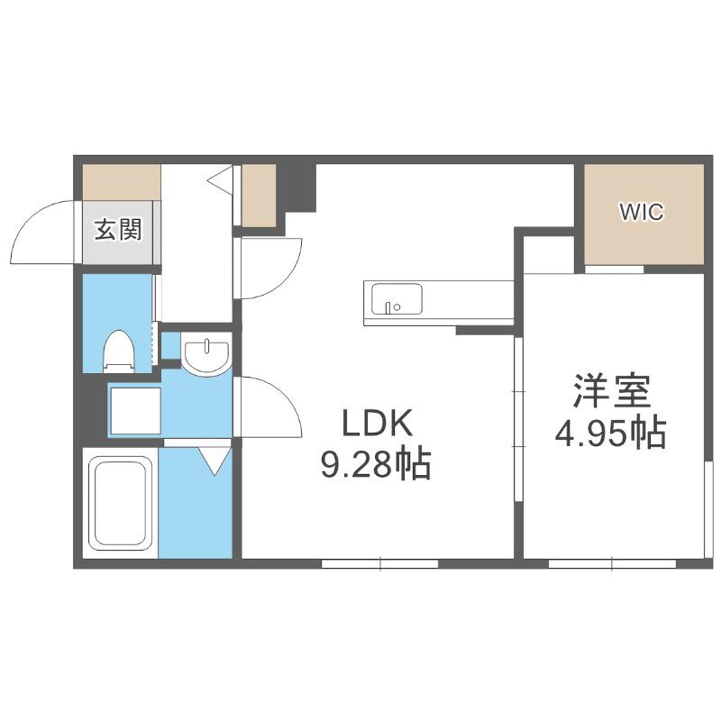 アーバス南円山(1LDK/2階)の間取り写真