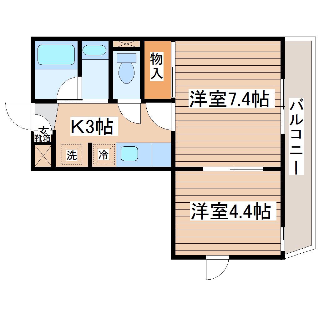 メイプル・アーサ中山(2K/2階)の間取り写真