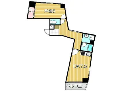 ハーモニーコート(1DK/6階)の間取り写真