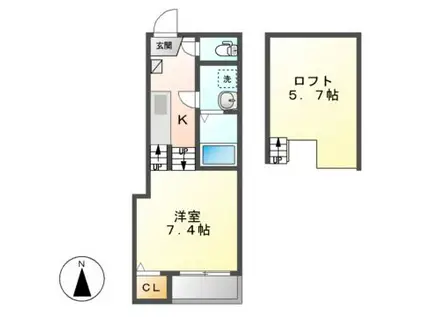 プライムメゾンエス(1K/1階)の間取り写真