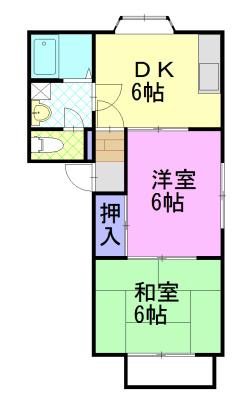 エフハウス I(2DK/2階)の間取り写真
