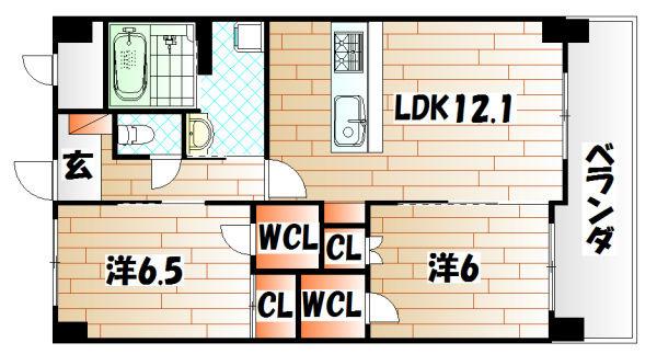 到津ヒルズ(2LDK/2階)の間取り写真