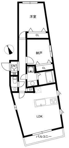 SINCERITE MINAMIAZABU サンセリテ南麻布(1SLDK/2階)の間取り写真