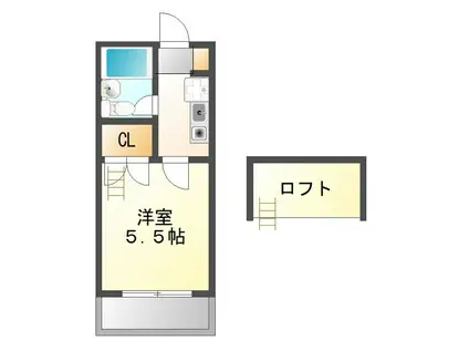 サニーウェル鈴蘭(1K/2階)の間取り写真