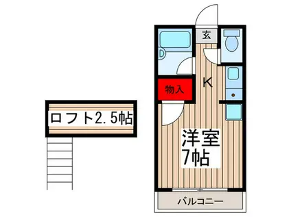 フローラハイム(1K/1階)の間取り写真