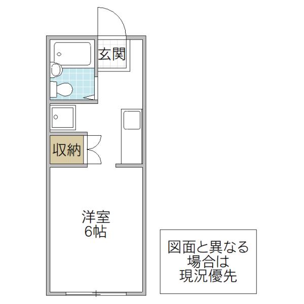 クアトロ B(ワンルーム/1階)の間取り写真
