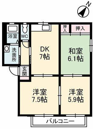グリーングラス(3DK/1階)の間取り写真