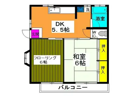 アレイ拝島(2DK/1階)の間取り写真