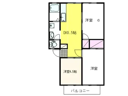 コーポ雨宮(3DK/2階)の間取り写真