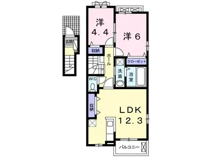 サン・ボヌール西条 II(2LDK/2階)の間取り写真
