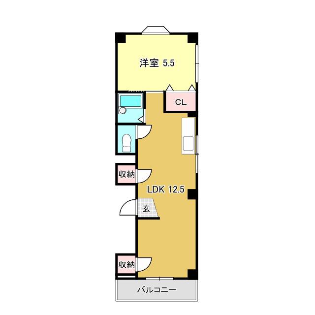 とさでん交通桟橋線 桟橋通二丁目駅 徒歩12分 3階建 築31年(1LDK/2階)の間取り写真
