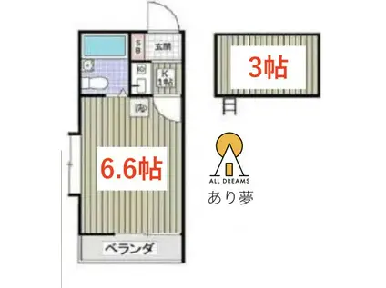 ホワイトヒルズ白楽(1K/1階)の間取り写真