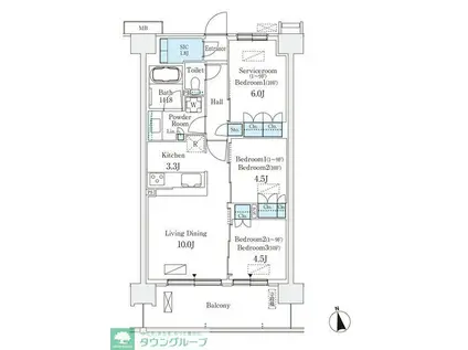 スカイグランデ津田沼(3LDK/10階)の間取り写真