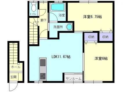CANTIQUE(2LDK/2階)の間取り写真