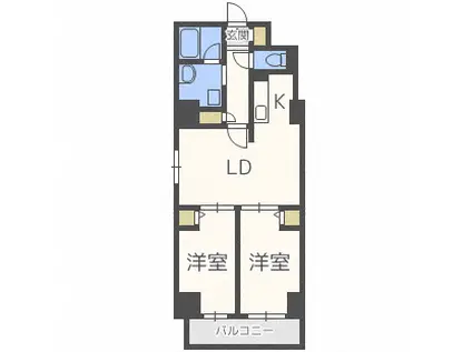 ビッグパレス南6条(2LDK/5階)の間取り写真