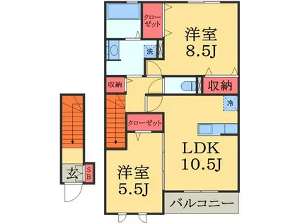 アネックス永野(2LDK/2階)の間取り写真