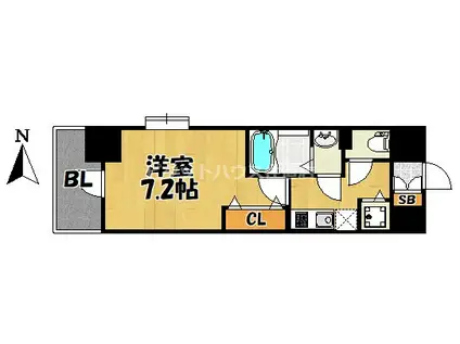 LUXE住道(1K/8階)の間取り写真