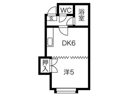 ロアール新札幌A(1DK/3階)の間取り写真