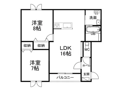QUINNVERA(2LDK/2階)の間取り写真