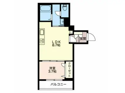 コンフォルト安田町(1LDK/1階)の間取り写真