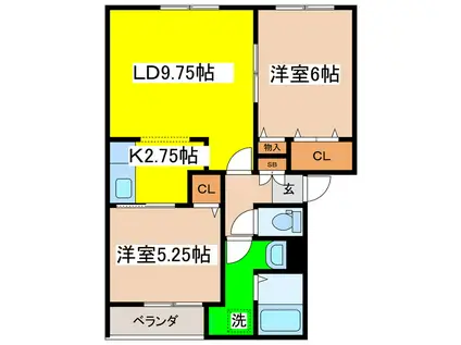コーポブレーメンD館(2LDK/1階)の間取り写真