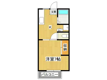 葛城ハイツC(1DK/1階)の間取り写真