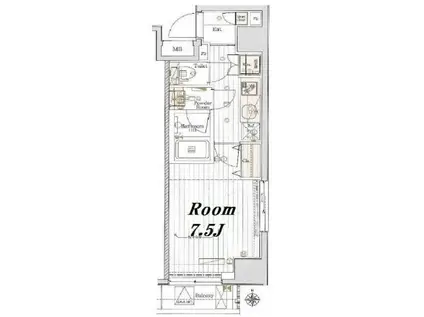 メイクスデザイン町屋(1K/7階)の間取り写真