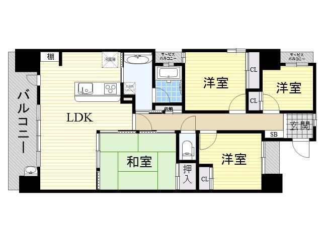 レジディア都島Ⅰ(4LDK/15階)の間取り写真