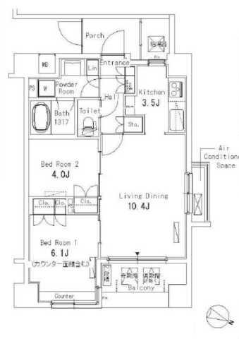 パークアクシス三宿(2LDK/7階)の間取り写真