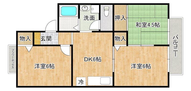 サングレース A棟(3DK/2階)の間取り写真