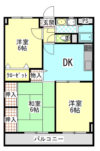 ロイヤルマンション柏(3DK/5階)の間取り写真