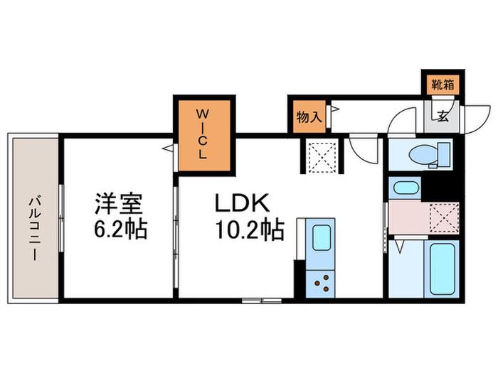 ディル西京極(1LDK/2階)の間取り写真