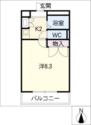 カメリアA(1K/1階)の間取り写真