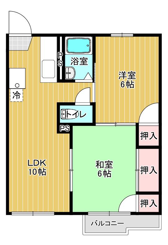 第2グランドハイツ(2LDK/1階)の間取り写真