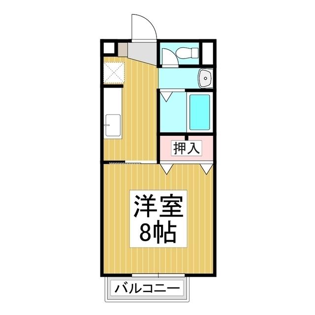 サプリング上山田B(1K/1階)の間取り写真