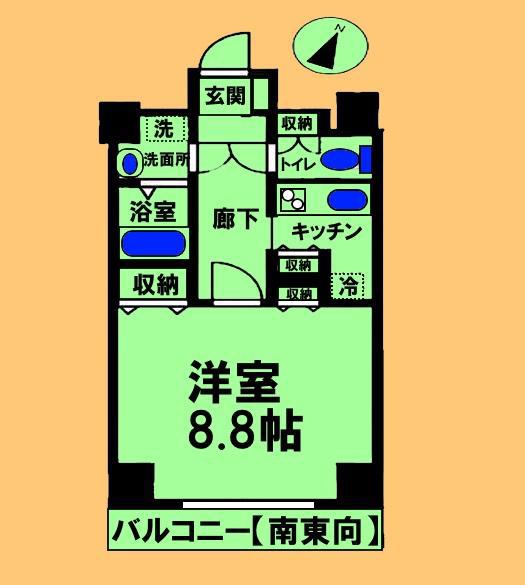 サーティーフォービル(1K/8階)の間取り写真