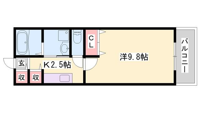 プラシード三宅(1K/2階)の間取り写真