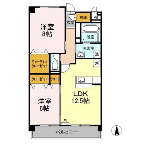 VILLA BRICKヴィラブリック(2LDK/3階)の間取り写真
